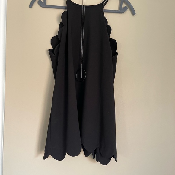 Entro Black scalloped-edge peplum top, medium. - Picture 5 of 8